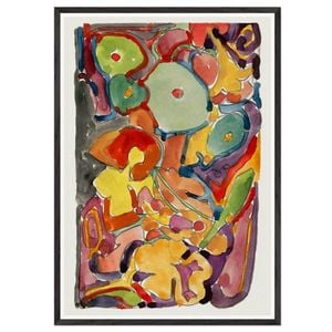 Galrie Vibrant Colorful Abstract Watercolor Art Print for Stunning Wall Decor, Black Frame, A2 42 x 60cm (16 x 24inch)