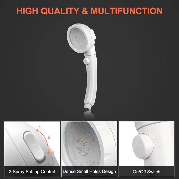 CAMPLUX Hand Held Showerhead with 1.5m Garden Hose High Pressure Shower ...