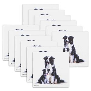 12PK Ashdene Puppy Love Border Collie Ceramic Coaster Square 10x10cm
