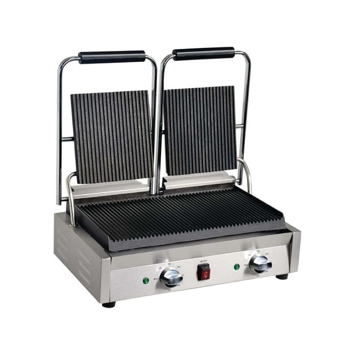 Apuro Bistro Double Ribbed Contact Grill - Commercial Sandwich Presses (dy994-a)