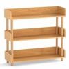 Costway 3tier Wood Bookshelf Modern Elevated Guardrails Shelving Rack