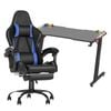 Advwin Gaming Office Desk 120cm Led Light & Gaming Chair With Footrest Blue