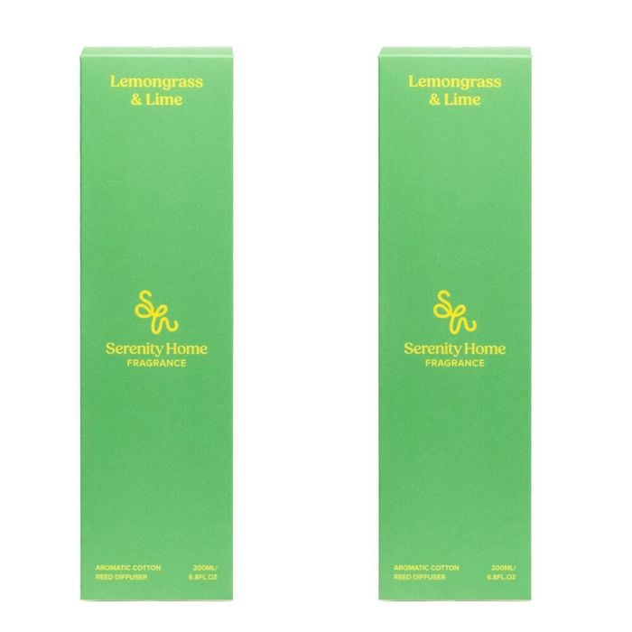 2PK Serenity Lemongrass and Lime Scent Home Fragrance Reed Diffuser Bottle 200mL