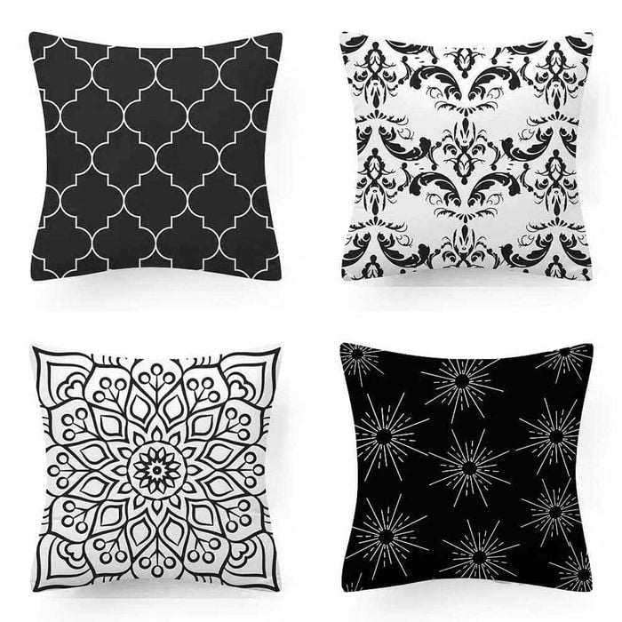 Set of 4 Luxton Flannel Home Decoration Cushion Covers (Black)