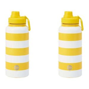 2x Annabel Trends Watermate 950ml Stainless Steel Water Bottle Yellow Stripe