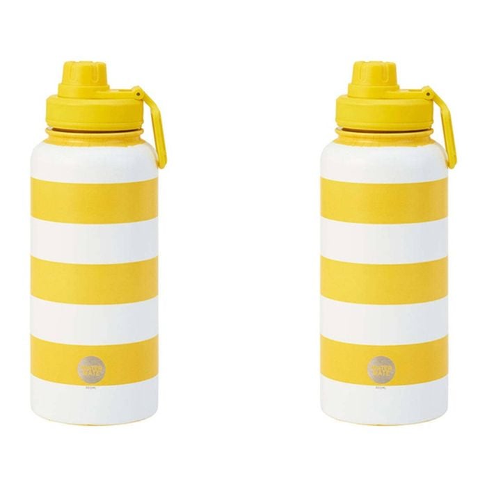 2x Annabel Trends Watermate 950ml Stainless Steel Water Bottle Yellow Stripe