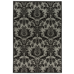 1600 x 2350mm Charcoal Chrome Floral Rug