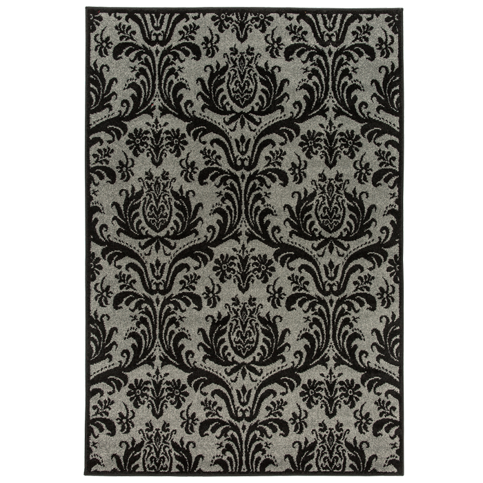 1600 x 2350mm Charcoal Chrome Floral Rug