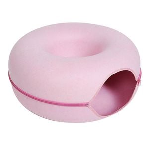 Provecta Pink Felt Cat Tunnel Bed Donut Pet House Large