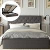 Istyle Chester King Gas Lift Ottoman Storage Bed Frame Fabric Grey