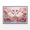 Two Colorful Floral Swans  Print 100% Australian Made 120x90cm  (Poster)