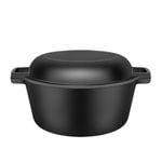 Kitchee 6L Cast Iron Pot + Functional Pan Lid - 2in1 Dutch Oven Casserole Dish