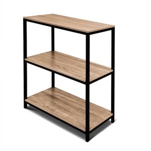 Rome Oak Industrial Style 3-Tier Storage Bookshelf