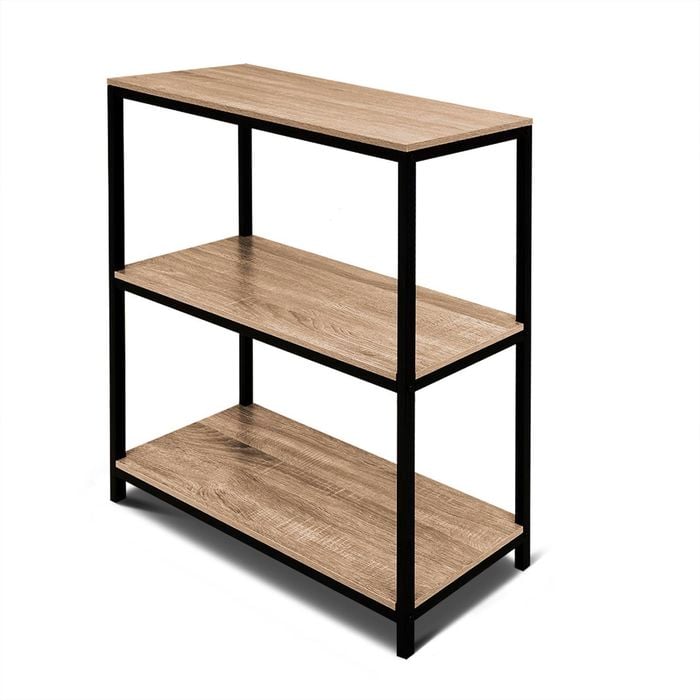 Rome Oak Industrial Style 3-Tier Storage Bookshelf