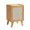 Lauft Natural Bamboo Wood Bedside Table, Side Storage End Table Shelf Nightstand