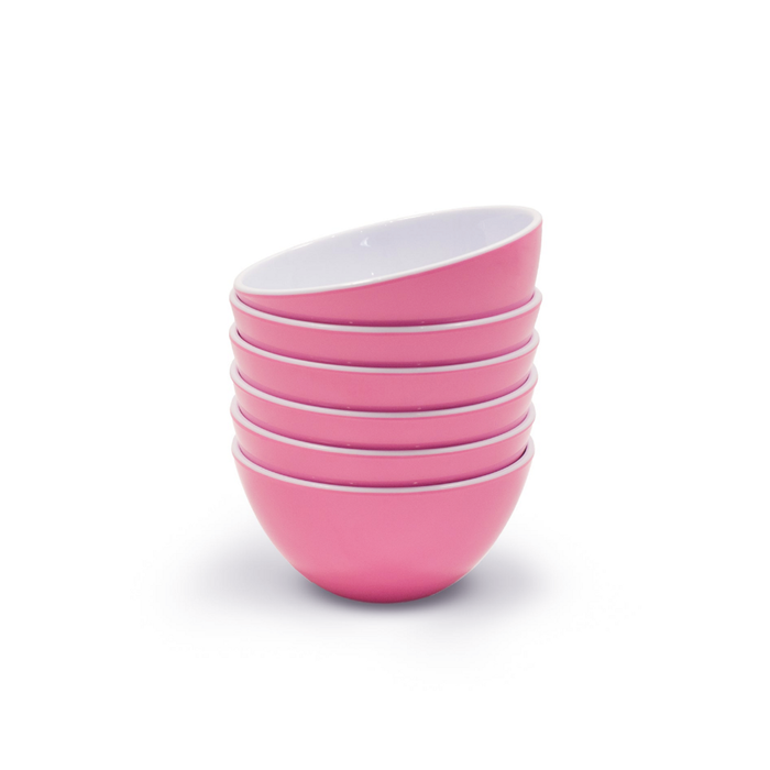 Pink 14.5CM Melamine Bowls Set, Melamine Cereal/Soup/Salad Bowls, Set of 6