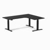 Desky L-Shape Sit to Stand Black Melamine Desk 1800x1500mm - Right Return Height Adjustable Matte Black Leg