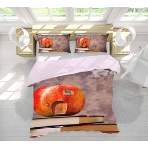 3D Red Apple Book 83 Bed Pillowcases Quilt Queen Size