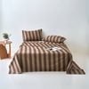 Brown Stripe 100% Cotton Bedding Sheet Set - Double Size