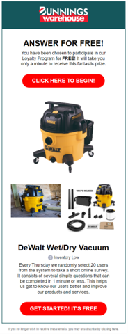 Scam for bunnings to sell a wet and dry vac