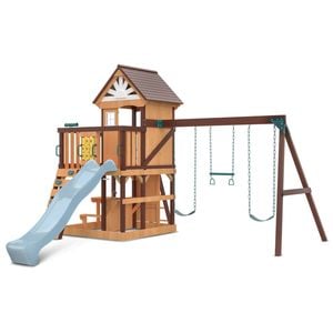 Lifespan Kids Coventry Swing Set and Play Centre with 2.2m Pastel Blue Slide