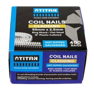 Titan 50 x 2.5mm Hot Dipped Galvanised Collated Coil Nail Ring - 400 Pack