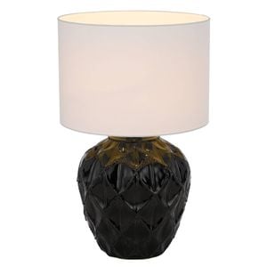 Telbix Diaz Modern Table Desk Lamp Light Fabric Ceramic Black White Gloss