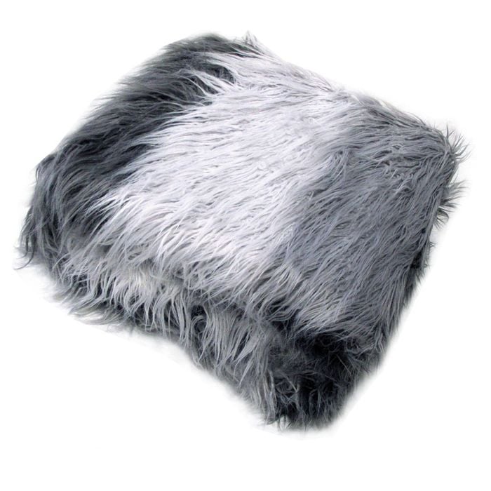 3 Tone Silver/Grey/Charcoal Faux Fur Long Hair Extra Large Throw Blanket 152 x 203 cm