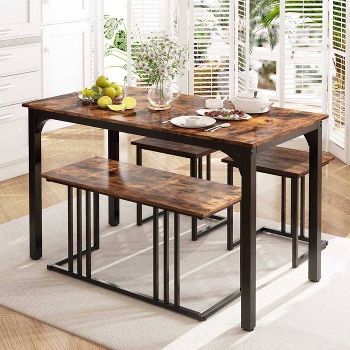 Costway 4pcs Dining Table Set Wooden Kitchen Restaurant