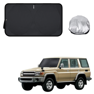 Front Windscreen Sun Shade for Toyota LandCruiser 70 Double Cab 2014 - Current - Standard 150 x 85 cm - Black