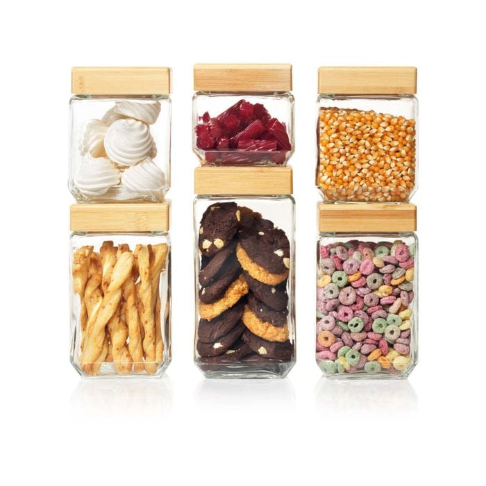 Bamboo 6 Piece Square Canister Set 11cmx11cmx23cm Scullery