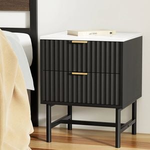 Artiss 2 Drawers Bedside Table Black