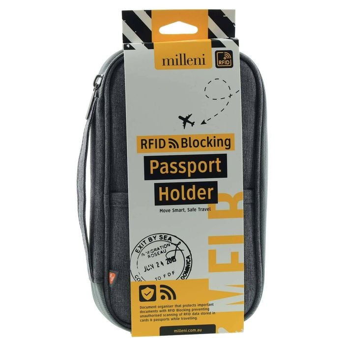 RFID Blocking Passport Holder Travel Case Cover Wallet in Grey