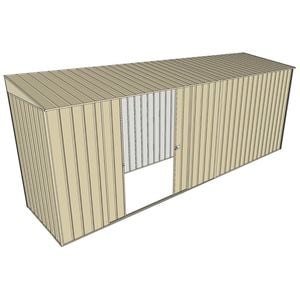 Build-A-Shed 1.2 x 5.2 x 2.0m Skillion Double Sliding Side Door Shed - Cream