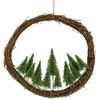 LVD Rattan Wreath O Christmas Tree Home/Office Xmas Display Decor 45cm Green