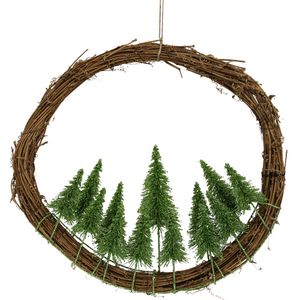LVD Rattan Wreath O Christmas Tree Home/Office Xmas Display Decor 45cm Green