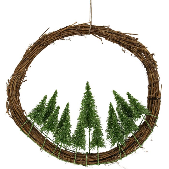 LVD Rattan Wreath O Christmas Tree Home/Office Xmas Display Decor 45cm Green