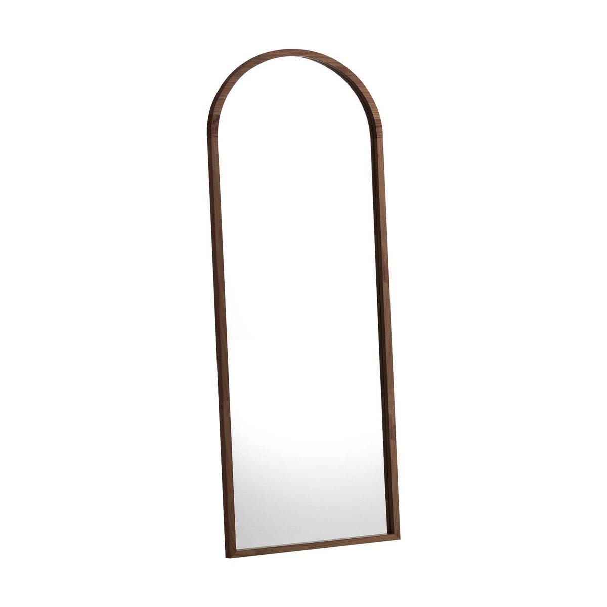 Oikiture Wooden Full Length Mirror 166x60cm Arched Floor Mirrors Brown