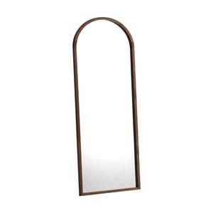 Oikiture Wooden Full Length Mirror 166x60cm Arched Floor Mirrors Walnut