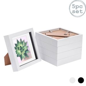 Nicola Spring 5 Piece 6 X 6 3d Shadow Box Photo Frame Set - Craft Display Picture Frame With 4 X 4 Mount - White