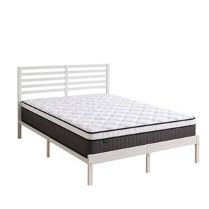 Zinus Double Kai Bamboo Metal Bed Frame & Pocket Spring Mattress Set, Support iCoil Eurotop