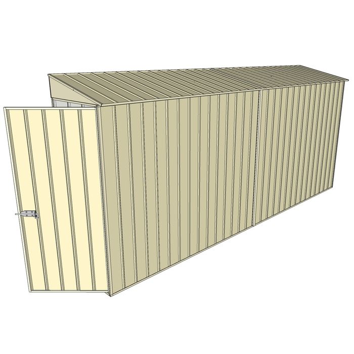 Build-a-Shed 0.8 x 4.5 x 2m Skillion Single Hinged Door Shed - Cream