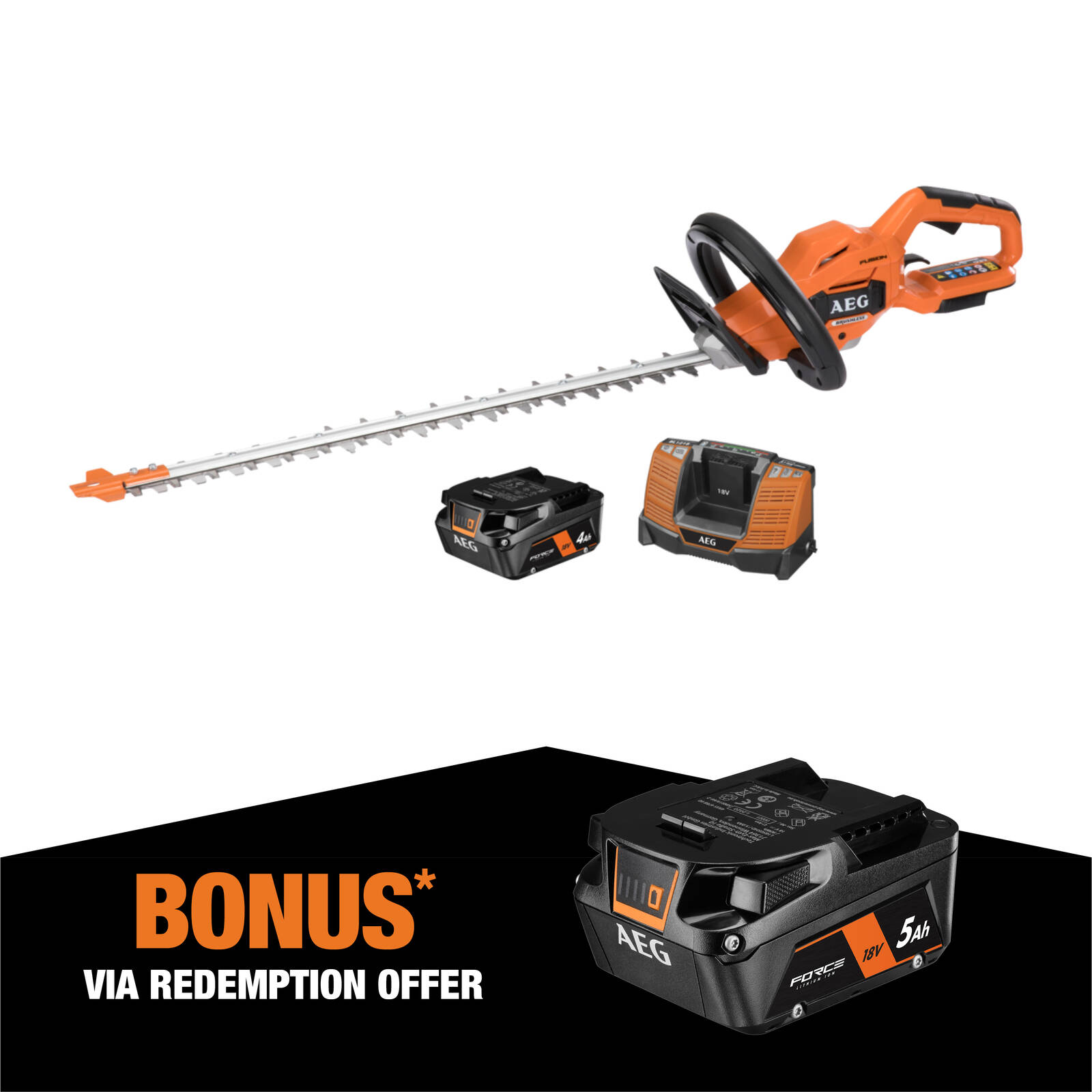 AEG 18V 550mm 4.0Ah Fusion Hedge Trimmer Force Kit