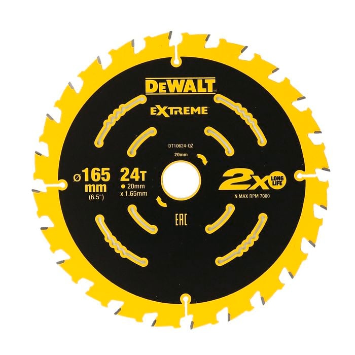 DeWALT 165mm 24T Extreme Circular Saw Blade