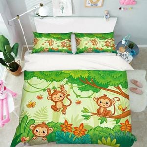 3D Monkey Tree 158 Bed Pillowcases Quilt King Size