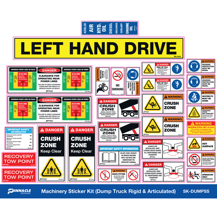 Pinnacle Dump Truck Rigid Articulated Machinery Sticker Kit