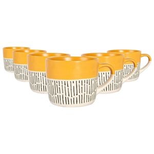 Nicola Spring Dipped Dash Stoneware Coffee Mugs - 450ml - Pack of 6