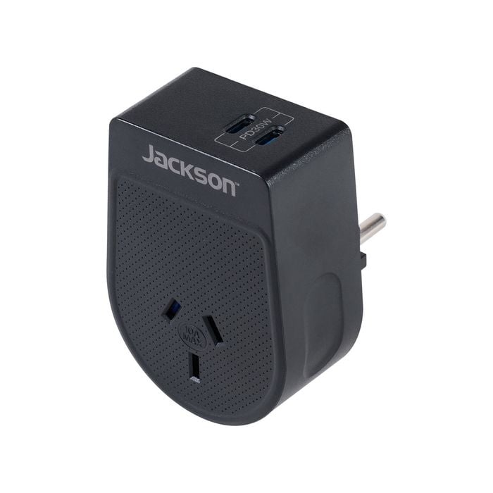 Jackson Move Black Outbound Europe + Bali 30W USB-C Travel Adaptor