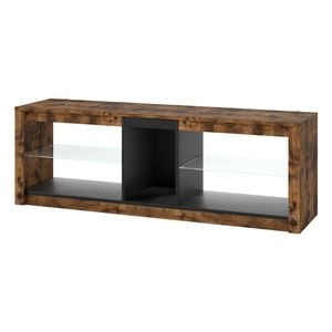 Levede Tv Unit Cabinet Glass Display Rgb Led Storage Shelves 140cm