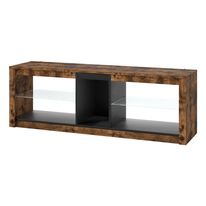 Levede Tv Unit Cabinet Glass Display Rgb Led Storage Shelves 140cm